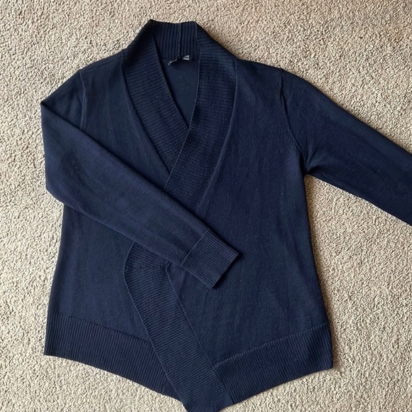 Eileen Fisher Navy Blue Open Cardigan Merino Wool - Picture 1 of 7